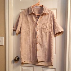 Tan corduroy short sleeve men's button up